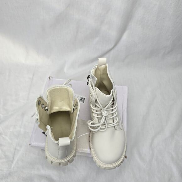 Kids Lace Up Side Zipper Boots Unisex Size 11 US / 28 EU Off White NIB - Picture 7 of 12